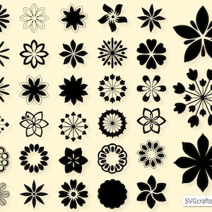 Niedliches Blumen svg Bundle, Gartenarbeit Blume Symbol svg, Flache Blumen Clipart Vektor svg - Printable, Cricut & Silhouette