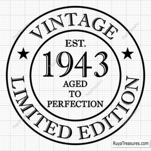 82e verjaardag Svg Png, 82e Svg, Aged To Perfection Svg, 82 and Fabulous Svg, Vintage 1943 Svg - afdrukbare, Cricut & Silhouette Cut-bestanden