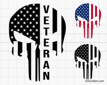 Veteran Punisher Flag svg, Veteran svg, Punisher svg, Punisher skull svg, skull svg, sugar skull svg, military svg, army svg, us veteran svg