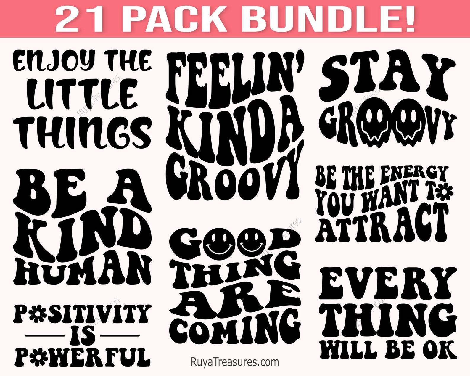 Groovy Svg Bundle, Boho Svg, Hippie Svg, Aesthetic Svg, Inspirational ...