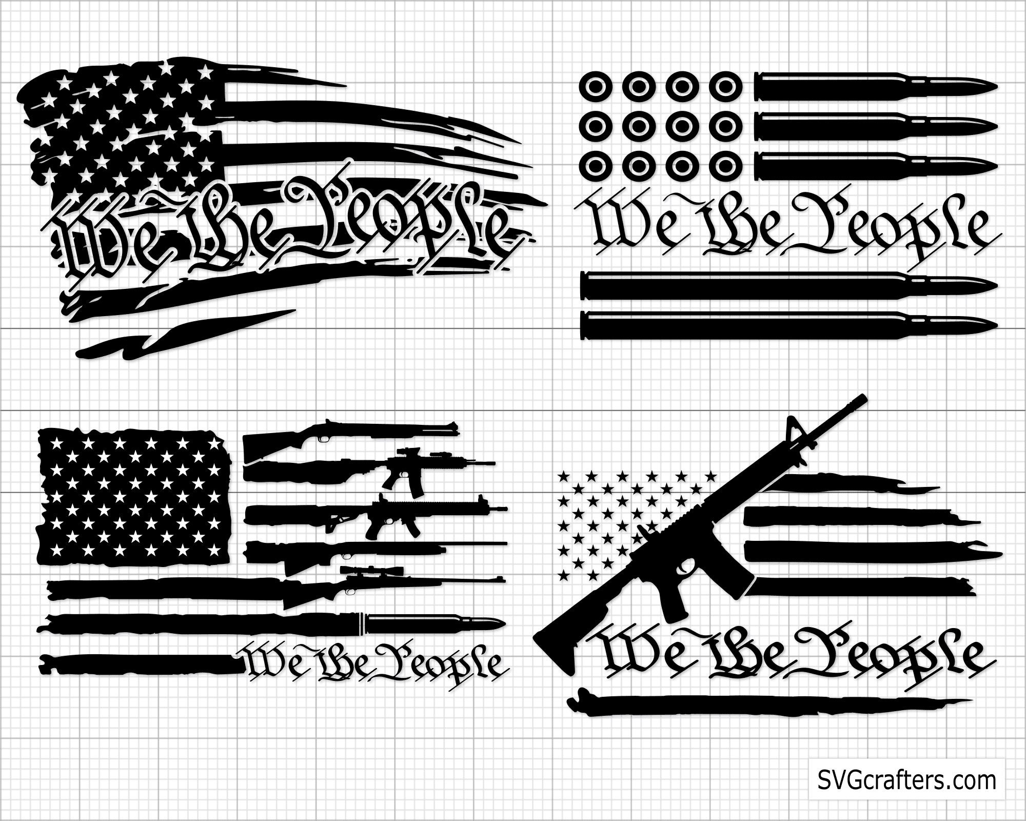 Flag With Guns Svg