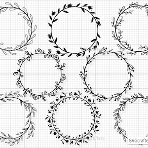 Marco circular svg, círculo floral svg, monograma svg, marco floral svg, borde floral svg - Archivos de corte para imprimir, Cricut y Silhouette