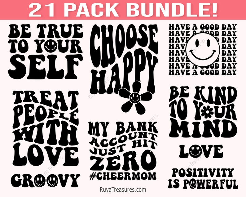 Groovy Svg Bundle, Boho Svg, Hippie Svg, Aesthetic Svg, Inspirational ...