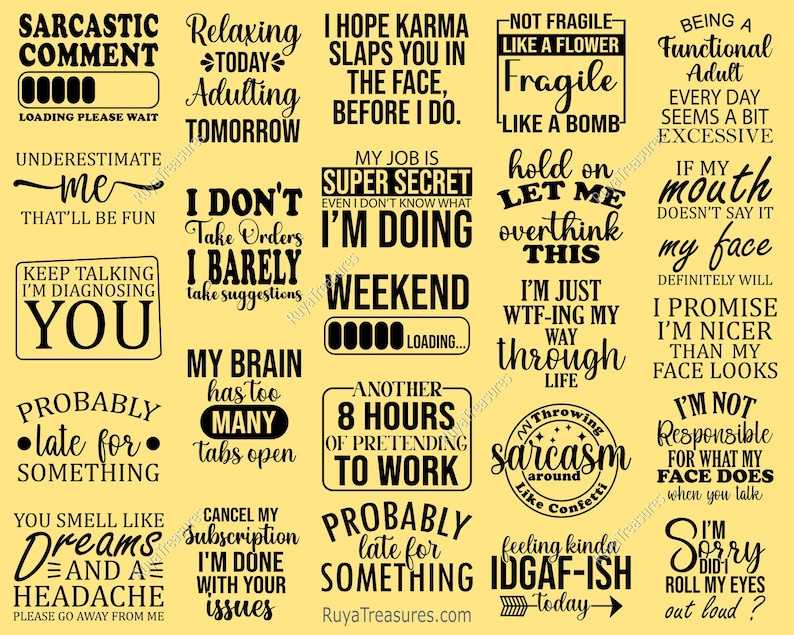 Sarcastic Quotes Bundle Svg