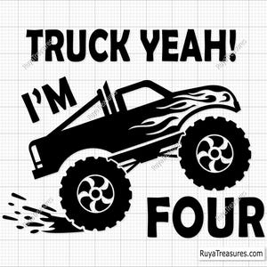 Truck Yeah I'm 4 Svg Png, Truck Yeah Svg, 4° compleanno Svg Png, Maglietta di compleanno per ragazzi Svg, Quarto Svg, Ragazzo del 4° compleanno Svg, Bambino di quattro anni Svg