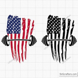Distressed Flag with Barbell Svg Png, Workout Svg, Gym Svg, Fitness Svg, Funny Gym Svg, Workout Shirt Svg, Gym Motivation Svg, Gym Shirt Svg