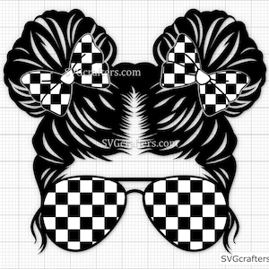 Messy Bun svg, Racing svg, Racing life svg, Checkeredflag svg, Rennauto svg - Printable, Cricut & Silhouette-Datei