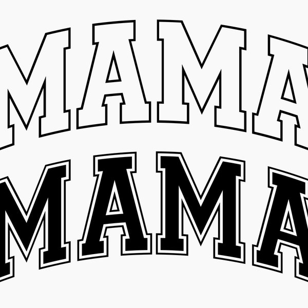 Mama Varsity Svg Png, Mama Varsity gebogen Svg, Mama Varsity Letters Svg, Mama Varsity lettertype Svg, Mama est Svg, Mama Lightning Svg, Varsity