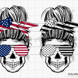Messy Buns and Loaded Guns Svg American Messy Bun Svg 4th of - Etsy