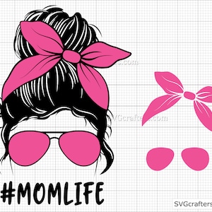Muttertag svg, gesegnete Mama svg, Muttertag svg, Muttertagsgeschenke, Messy Bun svg, Mom Life Kid Life svg - Printable, Cricut & Silhouette