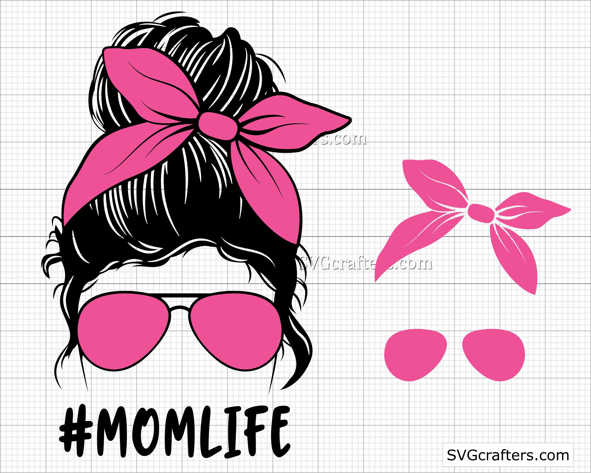 Download Momlife Png Svg Messy Bun Hair svg png Layered Mom Skull ...