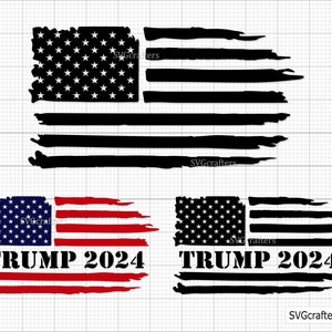 Trump 2024 svg, Trump Svg Png, Trump flag png, 4 de julho svg, Distressed flag svg, Trump Clipart - Arquivos para impressão, Cricut e Silhouette Cut