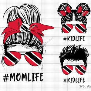 Trinidad and Tobago Messy Bun Family Svg, Trinidad Svg, Flag of Trinidad and Tobago Svg, Caribbean Svg, Calypso Music Svg, Twin Islands Svg