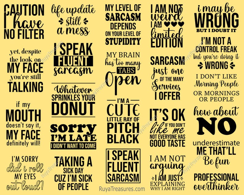 Sarcastic Quotes Bundle Svg