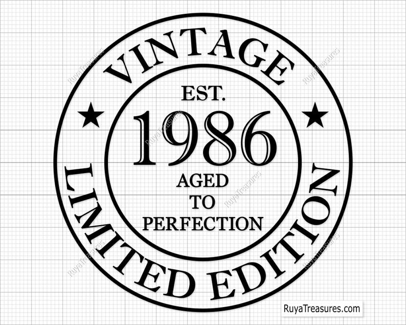 40th Birthday Vintage 1986 Limited Edition Svg