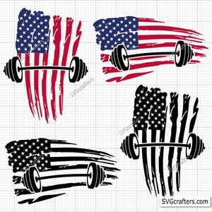 Distressed Flag with Barbell Svg Png, Workout Svg, Gym Svg, Fitness Svg, Funny Gym Svg, Workout Shirt Svg, Gym Motivation Svg, Gym Shirt Svg