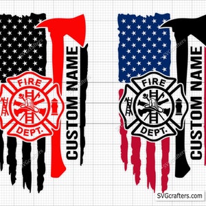 Gepersonaliseerde brandweerman vlag SVG, aangepaste brandweerman vlag SVG, brandweerman vlag SVG, brandweer vlag SVG, noodlijdende brandweerman SVG