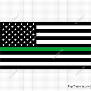 Bandera estadounidense delgada verde Svg, apoyo militar Svg, bandera del ejército Svg, bandera patriótica Svg, homenaje al soldado Svg, bandera de EE. UU. Svg, veterano Svg