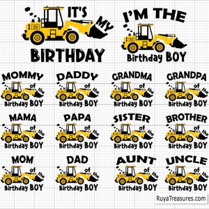 Anniversaire famille Svg, je suis en train de creuser la construction anniversaire Svg, excavatrice Svg, anniversaire garçons chemise Svg, garçons anniversaire chemise anniversaire équipage