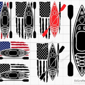 Kajak met vlag SVG, kajakken svg, ik zou liever peddelen svg, American Kayaker svg, kano svg, boot svg - afdrukbaar, Cricut en silhouet