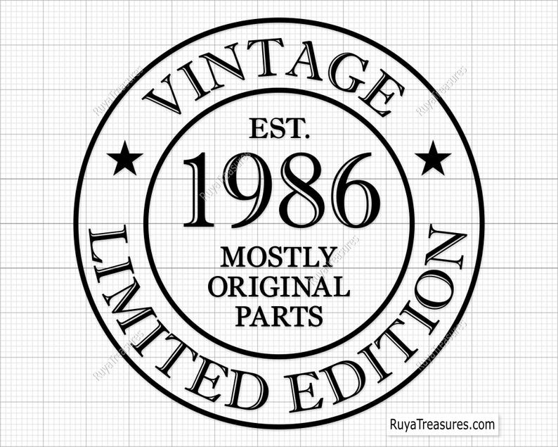 40th Birthday Vintage 1986 Limited Edition Svg