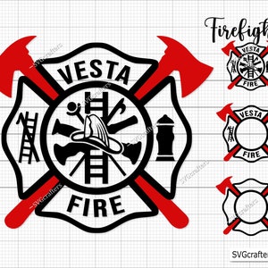 Vesta Fire Dept svg,  Firefighter svg,  Maltese Cross svg, fireman svg, fire department svg, fire fighter svg-Printable, Cricut & Silhouette