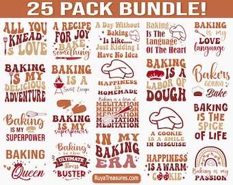 Baking SVG Bundle, Kitchen Quotes, Baking Sayings, Bakery Designs, Recipe Svg, Cooking Mom Svg