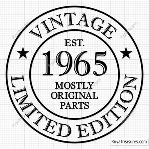 60歳の誕生日 SVG PNG、60歳 SVG、完璧に熟成 SVG、60歳と素晴らしい SVG、ヴィンテージ 1965 SVG - 印刷可能、クリカットおよびシルエットカット ファイル