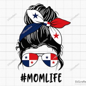 Messy Bun Panamanian Panama Flag Svg Png, Panama flag svg png, Panameña svg, Orgullo Panameño Flag - Printable, Cricut & Silhouette files