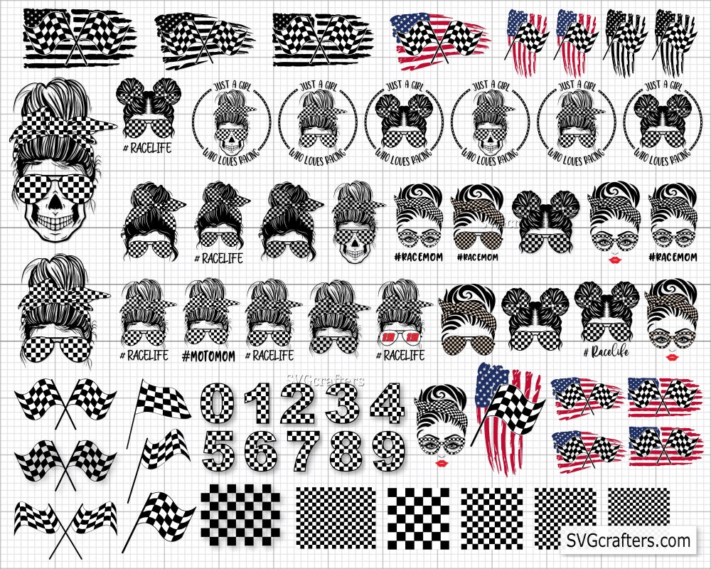 Race Life Motor Race Checkered Flag Mom Sublimation Design Download Funny Mom Bun Hair Sunglasses Headband Mom Life Png, Racing Svg Cut File Fashion24H Vibe