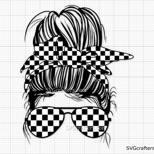 Messy Bun Racelife SVG, Racing SVG, Racing Life SVG, geblokte vlag SVG, race auto SVG, race SVG-afdrukbaar, Cricut en silhouet-bestand