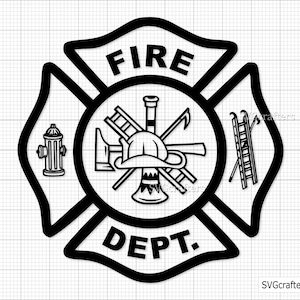 Vigili del fuoco svg, pompiere svg, croce di Malta svg, pompiere svg, dipartimento dei vigili del fuoco svg, pompiere svg - file stampabile, Cricut e Silhouette