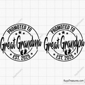 Promu arrière-grand-mère et arrière-grand-père Svg png, faire-part de bébé, Svg établi, grand-mère grand-père est 2025 Svg, bientôt Svg