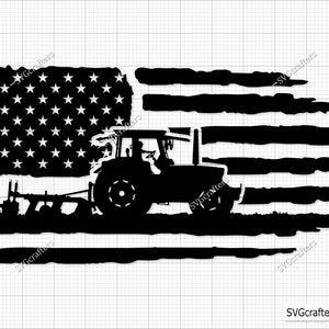 US Farm Tractor Svg, Us Tractor Svg, Farm Tractor Png, Tractor Clipart, Tractor Svg, US distressed flag svg, Tractor Cut Files, Farmer svg