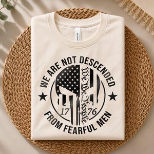 We Are Not Descended From Fearful Men Svg, 2nd Amendment Design, 1776 Patriotic Skull Graphic, Freedom Rights Artwork, Liberty Cut File image 3