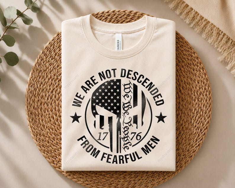 We Are Not Descended From Fearful Men Svg, 2nd Amendment Design, 1776 Patriotic Skull Graphic, Freedom Rights Artwork, Liberty Cut File image 3