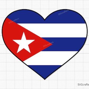 Bandeira de Cuba em forma de coração Svg Png, bandeira cubana svg png, svg cubano, png cubano, svg patriótico, svg latino - Arquivo para impressão, Cricut e Silhouette