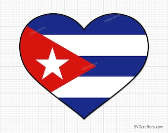 Cuba Heart Shaped Flag Svg Png, Cuban flag svg png, cuban svg, cuban png, patriotic svg, latino svg - Printable, Cricut & Silhouette file