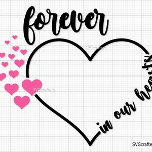 愛の記憶 svg、追悼 svg、永遠に私たちの心 svg、天使の羽 svg、天国 svg、翼 svg - 印刷可能、Cricut およびシルエット ファイル
