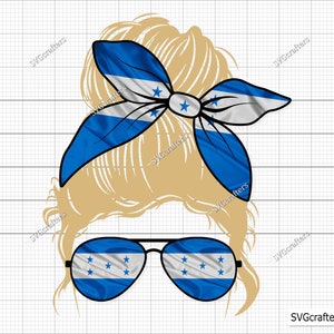 Honduras Messy Bun PNG, Honduras Flag Png, Honduras flag svg, Honduras flag clipart, Country Flags svg- Clipart, Printable, Sublimation file