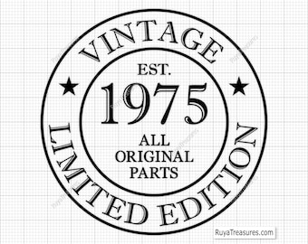51st Birthday Svg Png, 51st Svg, Aged to Perfection Svg, 51 and Fabulous Svg, Vintage 1975 Svg - Printable, Cricut & Silhouette Cut File