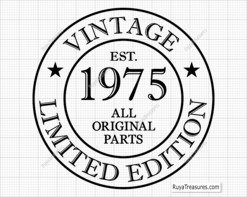 51st Birthday Vintage 1975 Limited Edition Svg