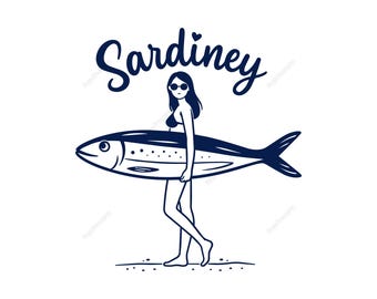 Sardiney Svg, Funny Sardine Svg, Beach Girl Svg, Coastal Summer Svg, Fish Lover Svg, Funny Beach Shirt Svg