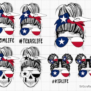 Texas Momlife svg, Mom Life svg, Messy Bun svg, Texas svg, texas state svg, texas png - Printable, Cricut & Silhouette files