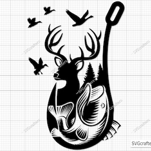 Deer Hunting svg, Pesca, Duck Scenery Svg Png, Pesca svg, Deer svg, Deer head svg, Duck Hunting svg - Arquivo para impressão, Cricut e Silhouette