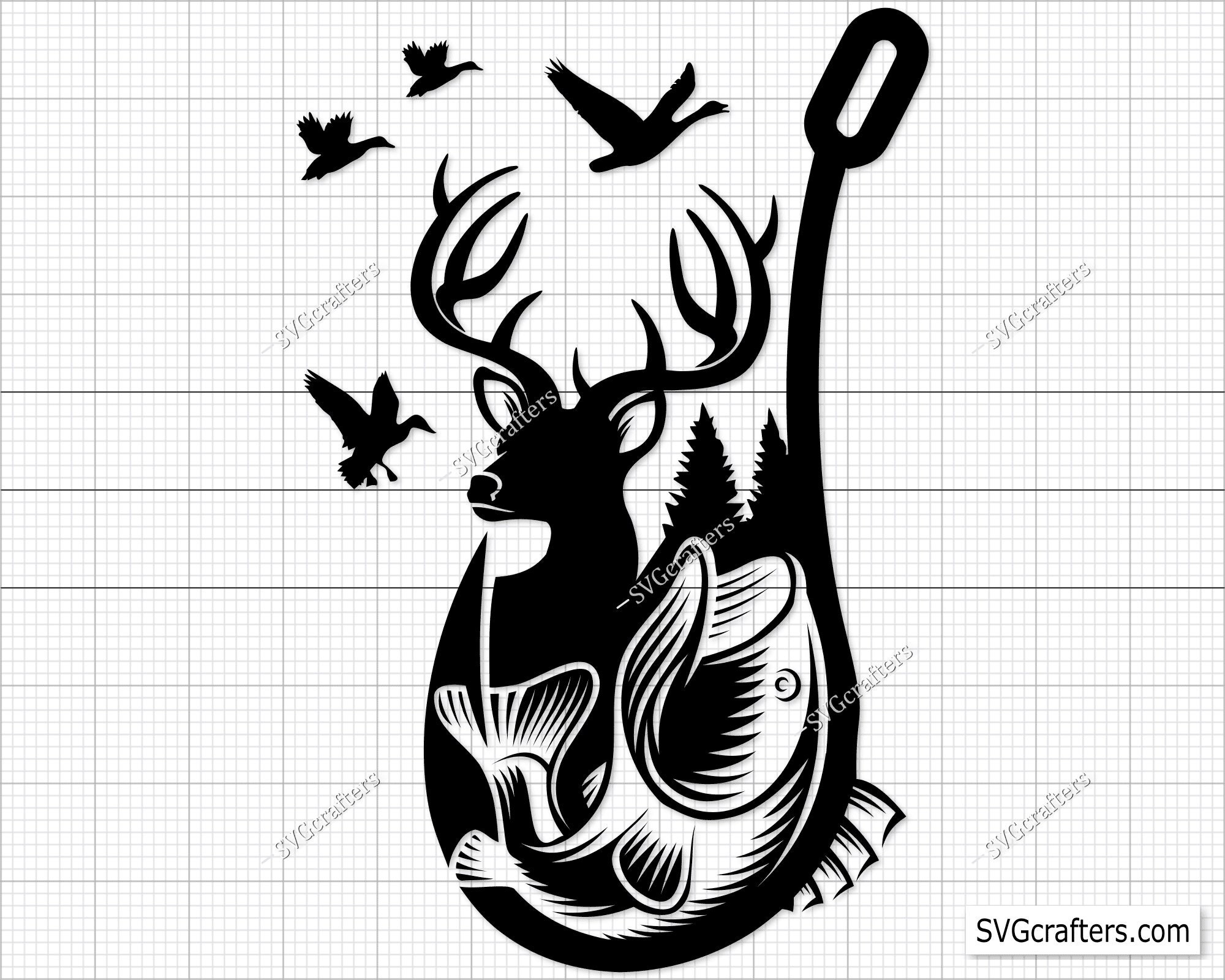 Svg chasse au chevreuil, pêche, canard paysage Svg Png, pêche svg ..., حجم الصورة 2000x1600