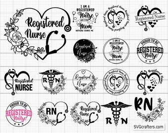 Registered Nurse Bundle svg, Rn svg, Stethoscope svg, Nurse svg, Nursing svg, Nurse Life svg, Nurse Quote svg, Nurse Png,Cricut & Silhouette