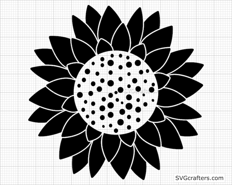 Download Clip Art Art Collectibles Sunflower Vinyl Sunflower Template Printable Sunflower Clipart Sunflowers Svg Sunflower Png Cricut Silhouette Sunflower Svg