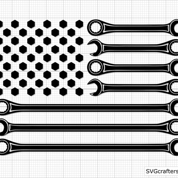 Wrench Flag svg, Mechanic svg, mechanic clipart, mechanic shirt, wrench svg,  dad svg, mechanic shirt svg - Printable, Cricut & Silhouette