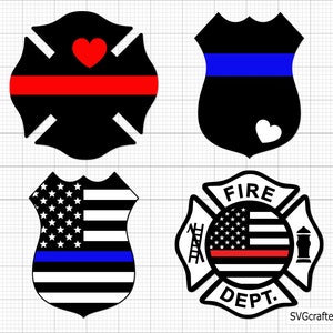 Police Badge svg, Firefighter Badge svg, police svg, thin blue line svg, police wife svg, back the blue svg - Printable, Cricut & Silhouette
